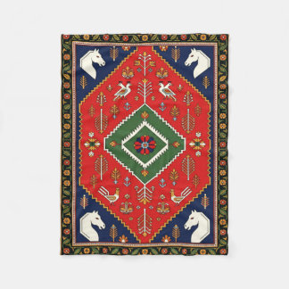 Rode traditionele volkskunst geometrische dierenta fleece deken