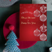 Rode Traditionele Vrolijke Kerstmis en Gelukkig Ni Folie Feestdagenkaart