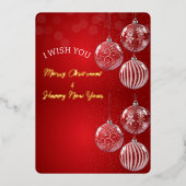 Rode Traditionele Vrolijke Kerstmis en Gelukkig Ni Folie Feestdagenkaart (Voorkant)