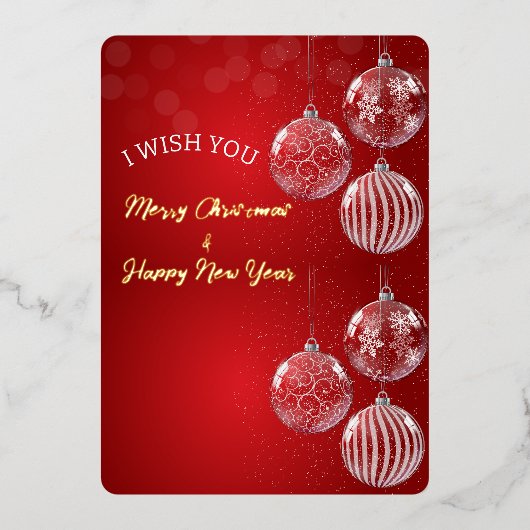 Rode Traditionele Vrolijke Kerstmis en Gelukkig Ni Folie Feestdagenkaart (Voorkant)