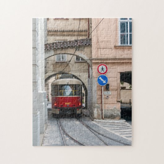 Rode tram in de oude stad Praag - Tsjechische Repu Legpuzzel (Verticaal)