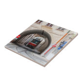 Rode tram in de oude stad Praag - Tsjechische Repu Tegeltje (Zijkant)