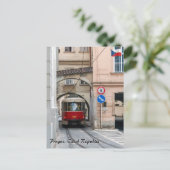 Rode tram in de oude stad van Praag - Tsjechië Briefkaart (Staand voorkant)