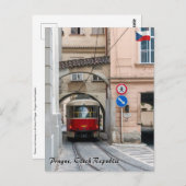 Rode tram in de oude stad van Praag - Tsjechië Briefkaart (Voorkant / Achterkant)