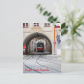 Rode tram in de oude stad van Praag - Tsjechië Briefkaart (Staand voorkant)