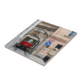 Rode tram in de oude stad van Praag - Tsjechië Tegeltje (Zijkant)