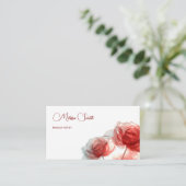 Rode transparante bloemen visitekaartje (Staand voorkant)