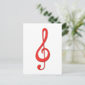 Rode treebel gespleten muziekillustratie. briefkaart (Staand voorkant)