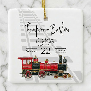 Rode Trein Familie Reünie Keramisch Ornament