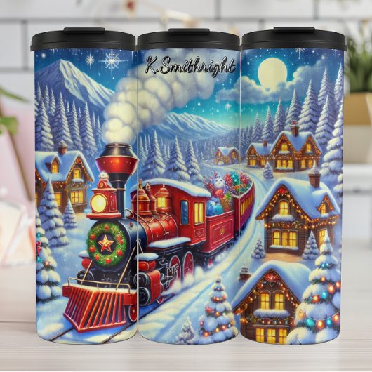 Rode Trein Festive Gemberkoekdorp Thermosbeker