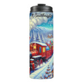 Rode Trein Festive Gemberkoekdorp Thermosbeker (Voorkant)