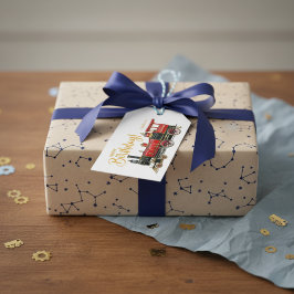 Rode Trein Gelukkige Verjaardag Cadeaulabel