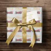 Rode Trein Gelukkige Verjaardag Cadeaupapier