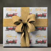 Rode Trein Gelukkige Verjaardag Cadeaupapier