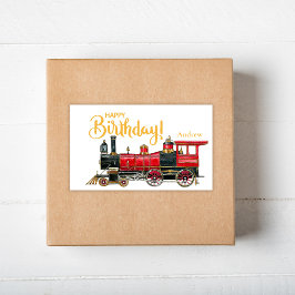 Rode Trein Gelukkige Verjaardag Rechthoekige Sticker