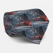 rode trein in de winter stropdas (Opgerold)