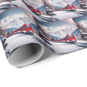 Rode trein in Snowy Mountain Valley Cadeaupapier (Rol Hoek)