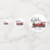 Rode Trein "Jouw naam" Verjaardagstafel Confetti (Voorkanten)