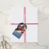 Rode Trein Kerstboom Kerstcadeau Label Cadeaulabel (Met Touw)