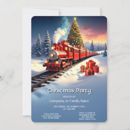 Rode Trein Kerstboom Kerstfeest Kaart