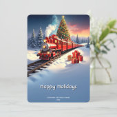 Rode Trein Kerstboom Kerstkaart (Staand voorkant)
