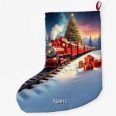 Rode Trein Kerstboom Kerstsok (Achterkant)