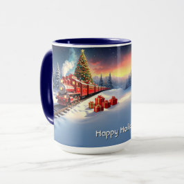 Rode Trein Kerstboom Vakantie Mok