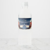 Rode Trein Kerstboom Waterfles Label Etiket (Voorkant)
