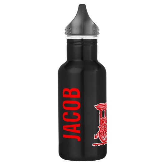 Rode trein kinder naam aangepaste drinken fles (Links)