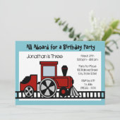 Rode Trein Motor Verjaardagsfeestje Kaart (Staand voorkant)
