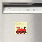 "Rode trein nr. 3" Koelkast magneet VIERKANT (Insitu (Vaatwasser))
