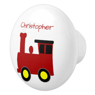 Rode Trein Ontwerp Gepersonaliseerd Keramische Knop