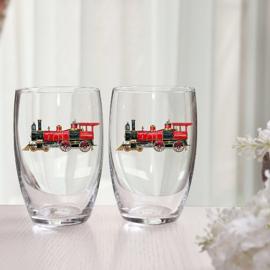 Rode trein wijnglas zonder voet