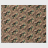  rode trekker bijtende schuur cadeaupapier (Vlak)