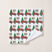 rode trekker en kerstmis met bomen bad handdoek (Wasdoekje)