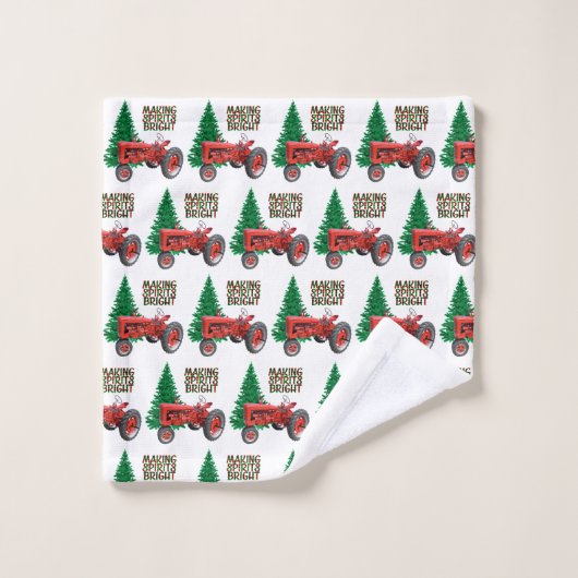 rode trekker en kerstmis met bomen bad handdoek (Wasdoekje)