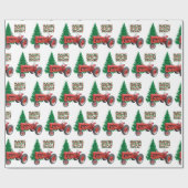  rode trekker en kerstmis met bomen cadeaupapier (Vlak)