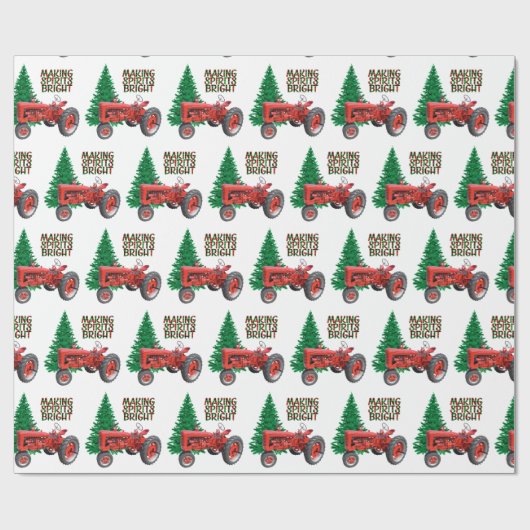  rode trekker en kerstmis met bomen cadeaupapier (Vlak)