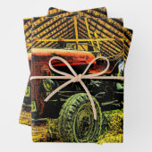  rode trekker in Barn Inpakpapier Vel (In situ)