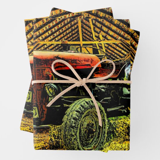  rode trekker in Barn Inpakpapier Vel (In situ)