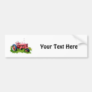  rode trekker in het veld bumpersticker