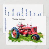 rode trekker in het veld kaart (Voorkant / Achterkant)