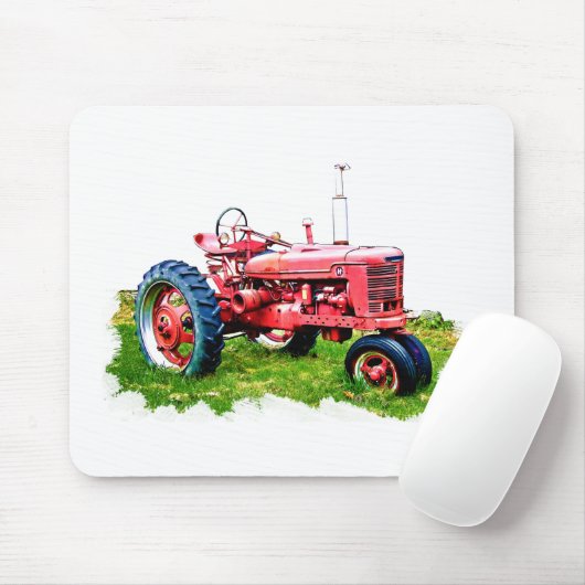  rode trekker in het veld muismat (Met muis)