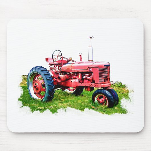  rode trekker in het veld muismat (Voorkant)