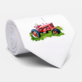 rode trekker in het veld stropdas (Opgerold)