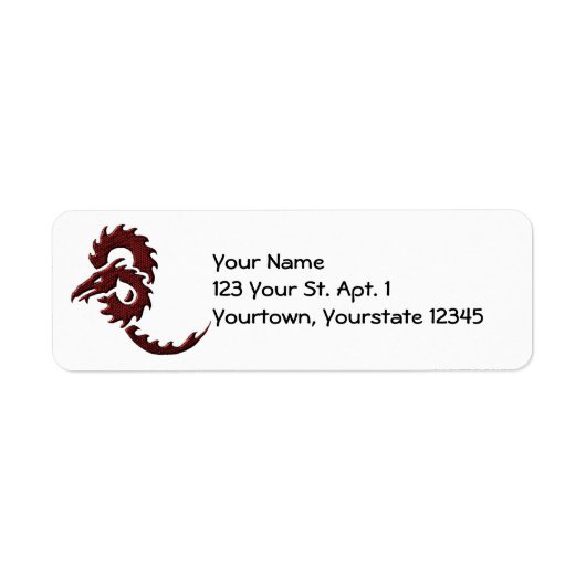 Rode Tribal Dragon adreslabel Etiket (Voorkant)