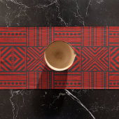 Rode Tribal Pattern Art Korte Tafelloper