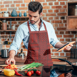 Rode Tribal Pattern Art Schort