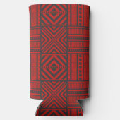 Rode Tribal Pattern Art Seltzer Blikjeskoeler (Achterkant)