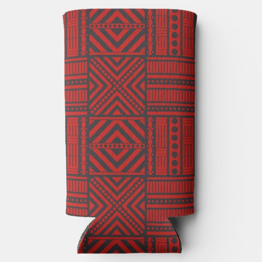 Rode Tribal Pattern Art Seltzer Blikjeskoeler (Achterkant)